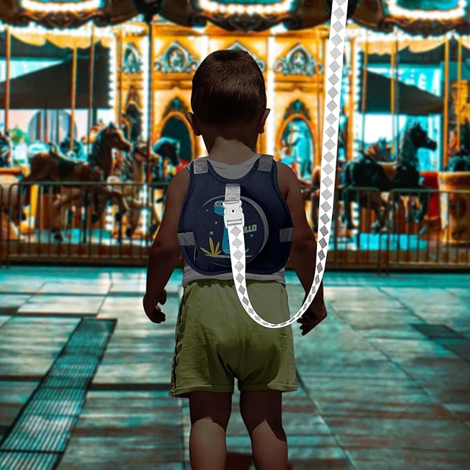 Accmor Toddler Safty Harness Leash, Cute Dinosaur Child Leashes + Reflective Anti Lost Wrist Link, Foldable Baby Walking Harness Pocket Kids Tether Protection for Boys Girls Aged 1-5 to Travel Outdoor