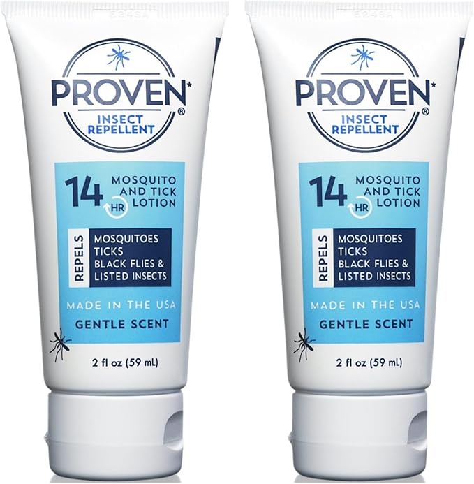 Proven Insect Repellent Lotion, Keep Mosquitoes, Ticks and Flies Off, DEET Alternative Repellent, Up to 14-Hour Protection, Great for Camping or Hiking, 2 Ounce, Gentle Scent Lotion, 2 Pack