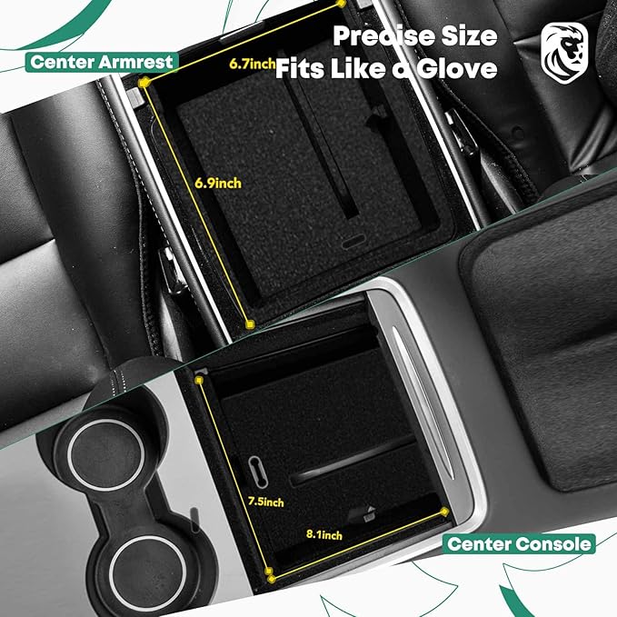 YHTAUTO Center Console Organizer Tray Fit 2024 2025 Tesla Model 3 Highland, Armrest Drawer Organizer, Armrest Hidden Compartment Storage Box, Center Console Tray, Model 3 Highland Accessories 3PCS