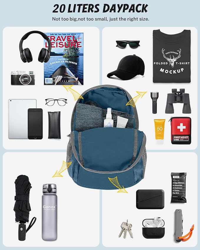 Gonex Ultra Lightweight Packable Backpack 20L Daypack Handy Foldable Camping Outdoor Travel Cycling Backpacking