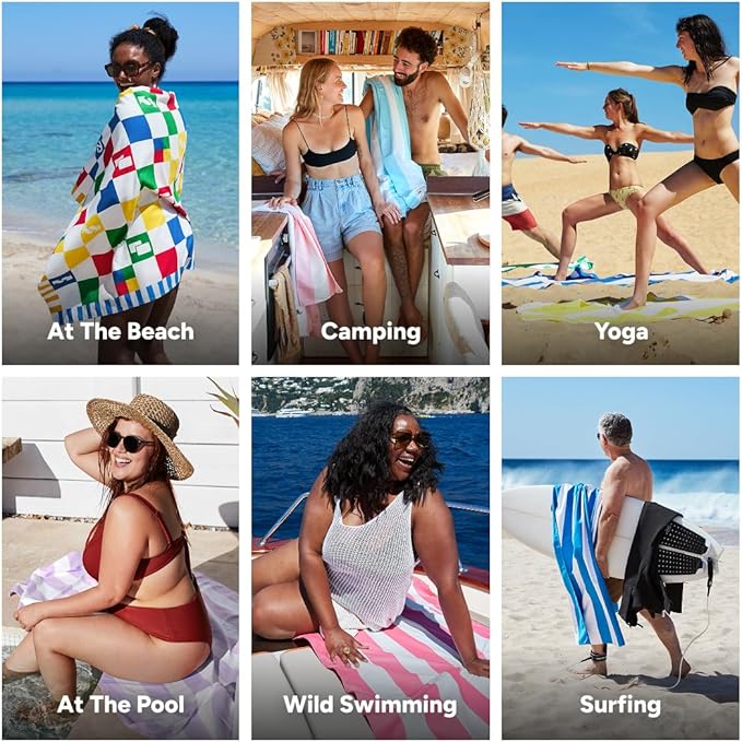 Dock & Bay Beach Towel - Quick Dry, Sand Free - Compact, Lightweight - 100% Recycled - Includes Bag - Uno, Wild Card - Extra Large (200x90cm, 78x35)