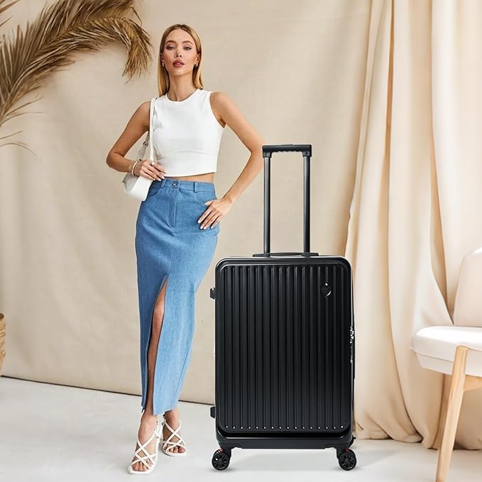 Azalitch Medium Suitcases with Wheels,24 inch luggage, Checked Luggage with Spinner wheels, Hard Shell Top-open Design Expandable Luggage.