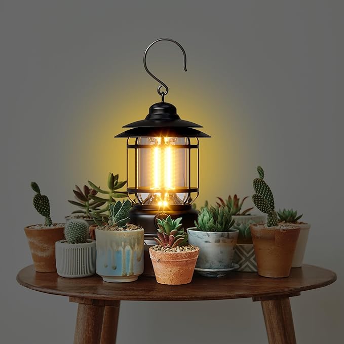 Retor LED Camping Lanterns 1500 LM Step-Less Dimming, Lightweight Battery Powered USB Rechargeable Flashlight Survival Kits Home Garden Camping Emergency Outages Hiking Light (Black 1 Pack)