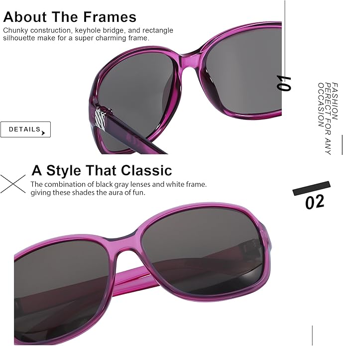 SIPHEW Polarized Sunglasses for Women | Vintage Square Sunglasses w UV400 Protection | Womens Wraparound Shade