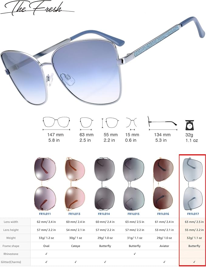 The Fresh Classic Crystal Elegant Women Beauty Design Sunglasses Gift Box