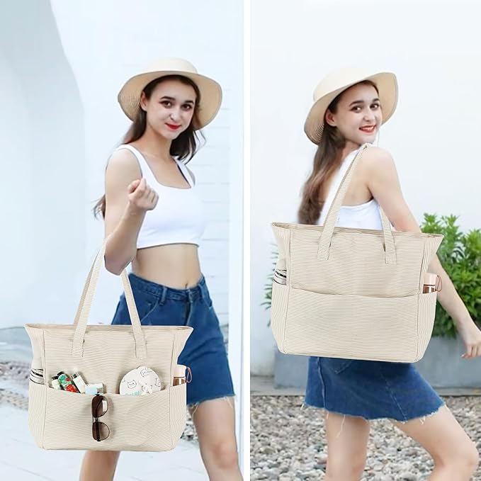 Bluboon Waterproof Beach Tote Pool Bags for Women Ladies Extra Large Carry On Bag With Wet Compartment for Weekender Travel