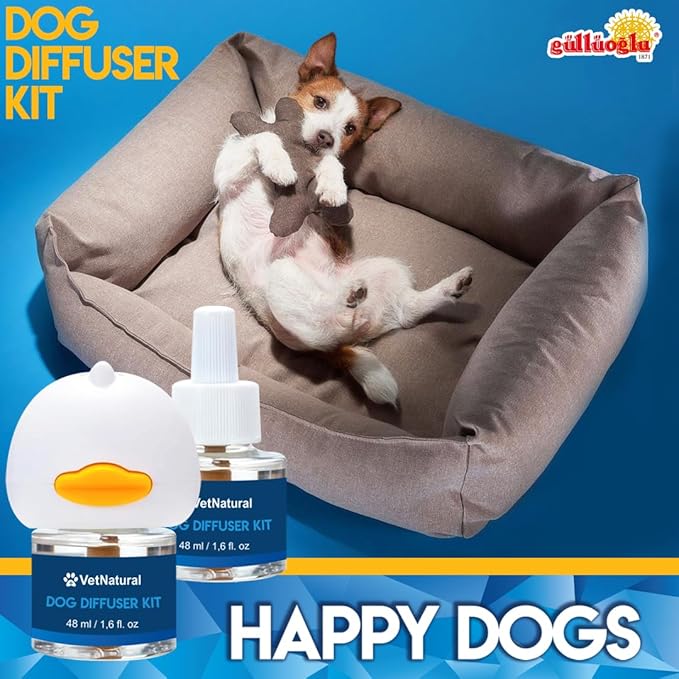 GÜLLÜOGLU Vetnatural Dog Calming Diffuser Plug-in with Natural Pheromone Formula – 60 Day Refill Kit for Dogs, Stress & Anxiety Relief, Indoor Behavior Support