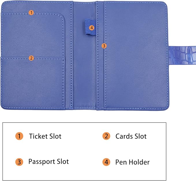 Melsbrinna Premium Leather Passport Holder Covers Case, Waterproof Rfid Blocking Travel Wallet Passport Holder with Pen Holder, Cute Passport Book for Women/Men