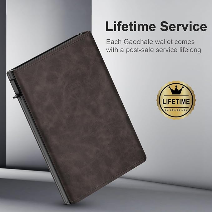 GAOCHALE Wallet for Men Pop up Card Holder, Smart, Slim, Minimalist Design for Front Pocket, Premium RFID Blocking, 10-14 Card Capacity | ID Window | Cash Slot(Gradient Dark Brown)