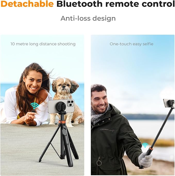 K&F Concept 63'' Magnetic Selfie Stick Tripod for iPhone, Lightweight Cellphone Stand with Wireless Remote, Compatible with iPhone 17 Pro Max/16/15/14/13/12 Series and All Phones
