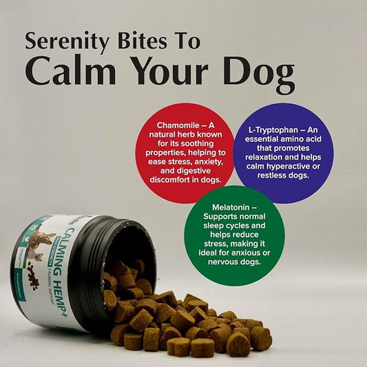Calming Chews for Dogs by Giarcidia – Hemp-Based Max Strength Anxiety Relief, Stress Relief for Fireworks, Thunderstorms, Travel & Separation – Chicken Flavor – 90 Soft Treats for Dogs