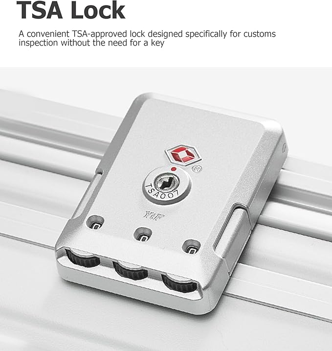 feilario 20in Aluminium Frame PC Hard Shell Spinner Wheels Luggage, Built-In TSA lock Carry on Suitcase, with Cup Holder, USB Port, Phone Holder