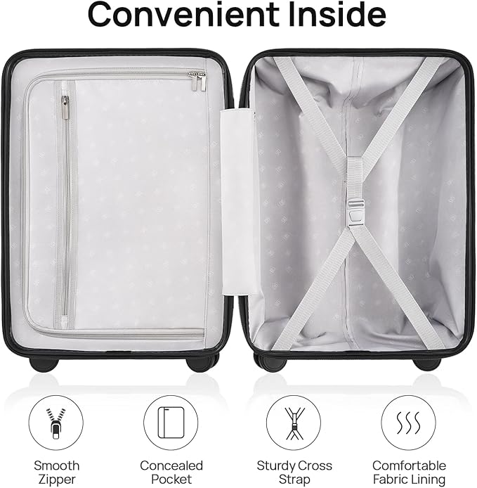 NINETYGO Luggage Sets 2 Piece, Carry On Luggage Airline Approved, Large Checked Luggage with Spinner Wheels, Lightweight, Hard Shell PC Suitcase Sets, TSA Approved, 20in/28in (Grey, Rhine Basic)