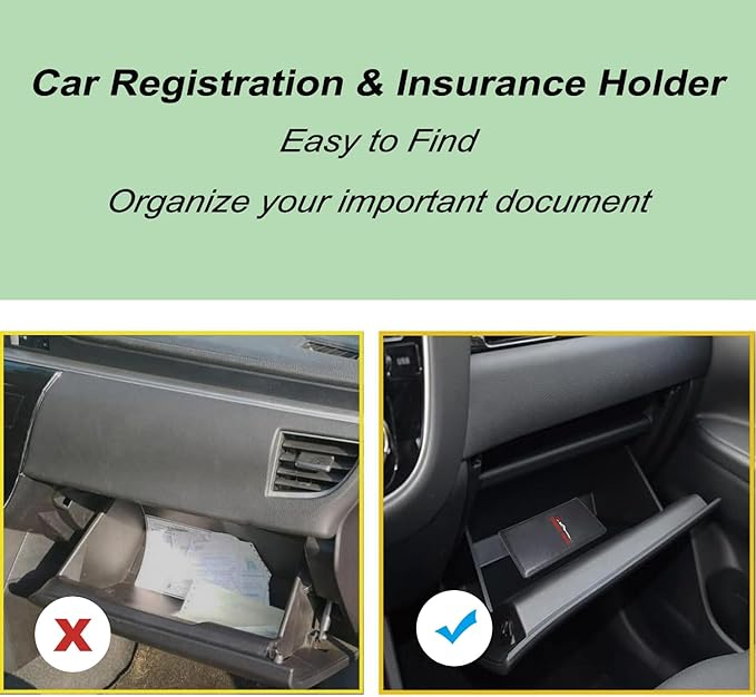 Leather Car Registration and Insurance Cards Holder, Vehicle Glove Box Car Organizer Documents License Compatible with Jeep Wrangler JL JLU 2018-2025 & Gladiator JT Auto Interior Accessories