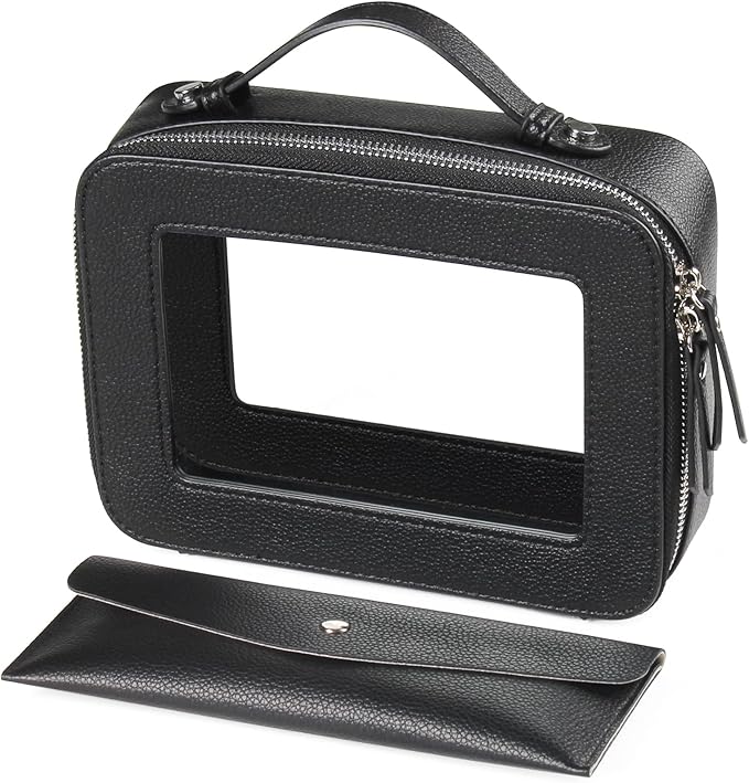 EcoVision Clear Makeup Bag, Travel Cosmetic Accessory Bag, Toiletry Organizer Bags for Women, Portable Waterproof Zipper Cosmetic Bag with Transparent Window