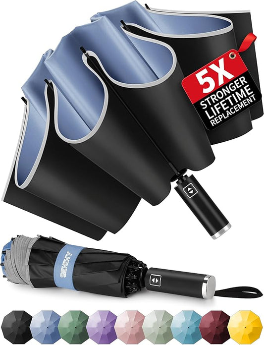 Seniny Windproof Travel Umbrella, Automatic Umbrellas for Rain, Portable & Compact Umbrellas for Backpack, Strong UV for Protection, Folding Small Sun Umbrella for Car, Walking