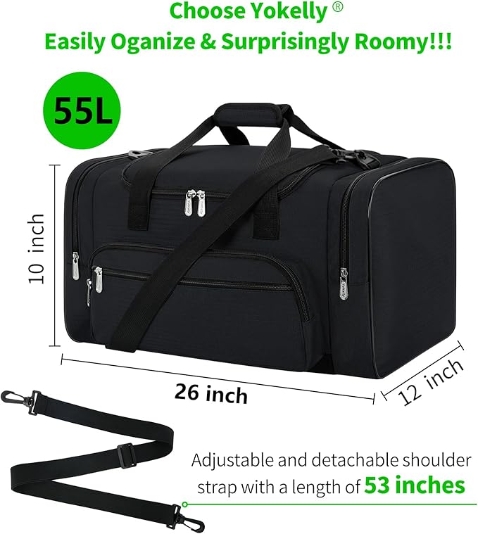 Sports Duffel Bag 26 Inch Travel Gym Duffle - Black