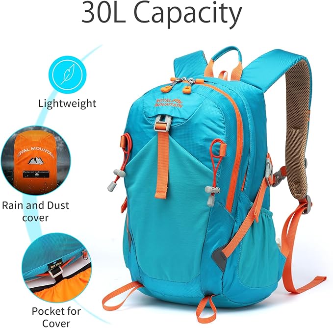 Hiking Backpack 30L Foldable Travel Daypack For Women Men,Camping Daypack Backpacks Lightweight,Durable Hiking Backpack Fit For Hiking,Daily Commuting,Short Trips.(With Rain-cover)