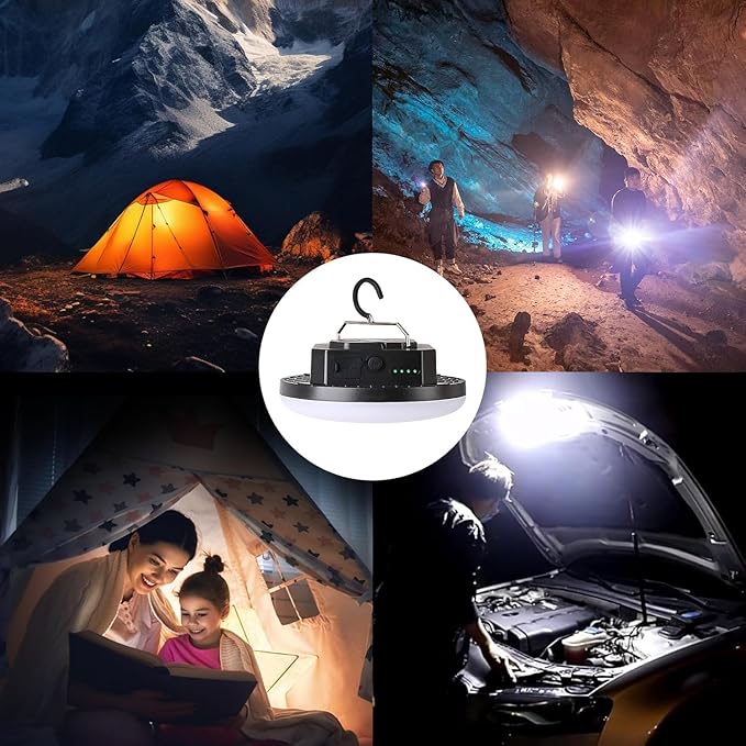 10000mAh Rechargeable Tent Light 3 Lighting Modes, 4000LM LED Portable Camping Lantern, IPX5 Waterproof, 30W Hanging Tent Light with Magnet, for Emergency & Gift
