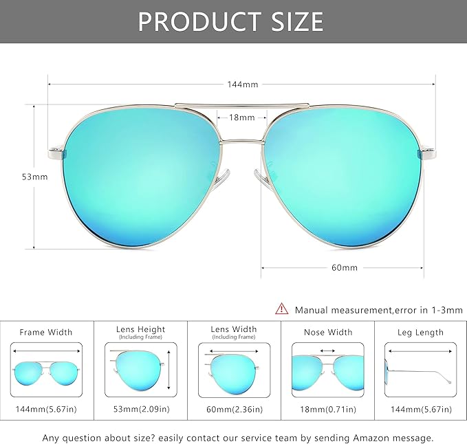 SUNGAIT Women's Lightweight Oversized Aviator Sunglasses - Classic Style Polarized Lens