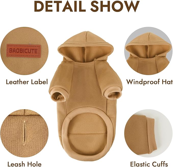 2 Pack Dog Hoodie Warm Hood Dog Sweater Cold Weather Small Dogs Sweatshirt Comfort Pet Clothes for Small Medium Dogs with Pockets Cats Chihuahua Clothes for Male Female Girl Boy Sporty Daily Wear