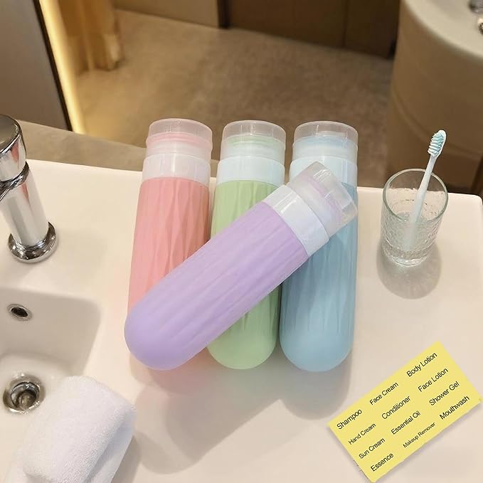 IYYI Travel Bottles for Toiletries, TSA Approved Travel Size Containers, Silicone Toiletries Bottles, Leakproof, Refillable Containers Kits for Shampoo and Conditioner (Bright, 90, Milliliters)