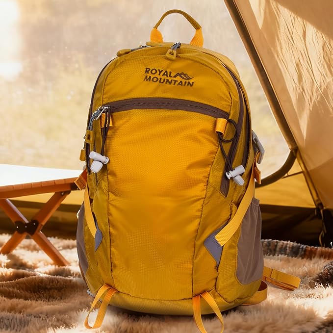 Hiking Backpack With Rain-cover, 30L Travel Backpacks For Women Men, Camping Daypack Backpacks Lightweight, Durable Hiking Backpack Fit For Camping, Daily Commuting, Short Trips (Yellow)