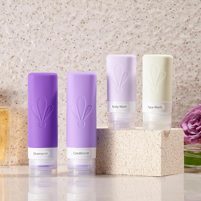 INSFIT 17 Pack Silicone Travel Bottles Set - TSA Approved Leakproof Toiletries Containers, Reusable Travel Size Accessories for Women & Men, Airplane Essentials, Shampoo Lotion Organizer