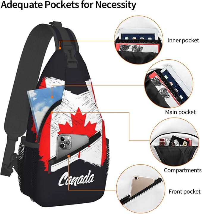 GJXFLSY Canada Flag Sling Backpack Crossbody Bag Casual Chest Bags Travel Hiking Daypack Shoulder Bag for Women Men