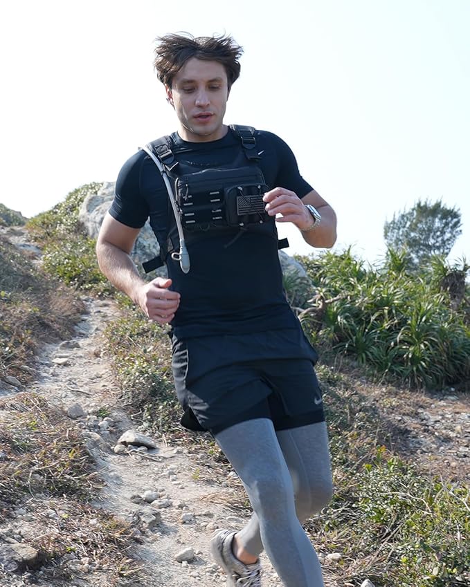 Running Vest with 2L Water Bladder, Hydration Pack, USA Original Patent, Lightweight Hydration Backpack with Gear Holder, Reflective Chest Pack for Men Women for Marathon Hiking