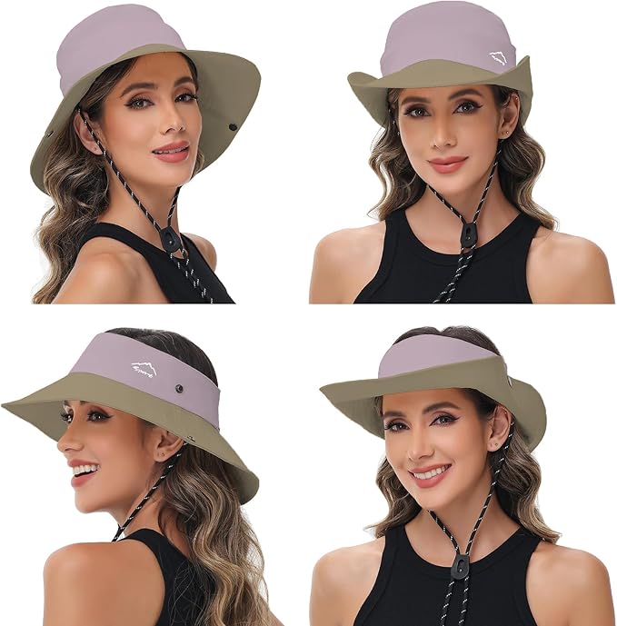Sun Hats for Women Bucket Hat UV Protection Fishing Hat Wide Brim Safari Hats 2 in 1 Zip-Off Sun Visor Hats UPF 50+