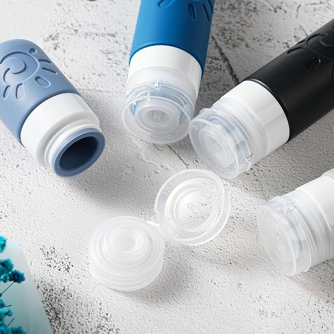 18 Pack travel Bottles for Toiletries, TSA Approved Silicone Travel Containers Leak Proof Refillable Travel Accessories for Shampoo Conditioner Lotion Body Wash(Multicolored J)