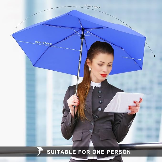 LEAGERA Compact Travel Umbrella for Purse - Flat Handle, Waterproof for Light Rain