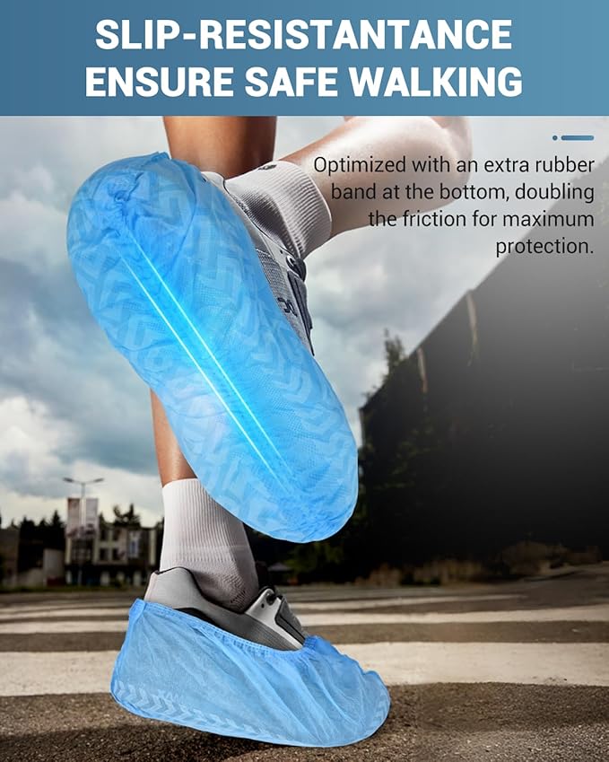 100 Count Shoe Covers Disposable Non-Slip, Premium Cloth Boot Covers, Slip-resistant, Durable, Breathable, Non-toxic, Recyclable