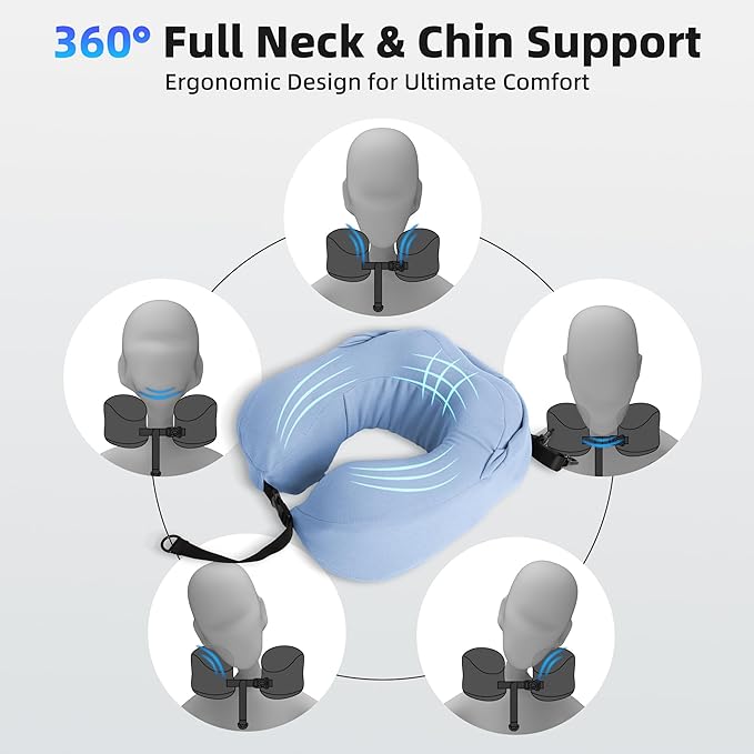 Privacy-Friendly Hooded Travel Pillow for Kids & Adults, Sensory-Friendly, Memory Foam Neck Support for Airplane, Car & Train, Breathable Fabric, Portable, Ultimate Comfort