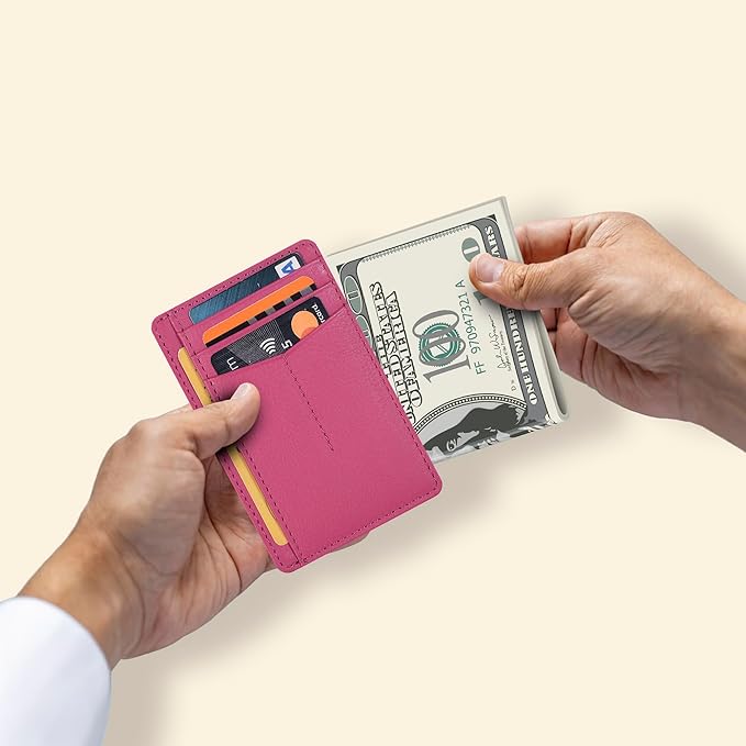 Oak Leathers Leather Slim Minimalist Wallet for Men & Women RFID Front Pocket Leather Card Holder Wallets