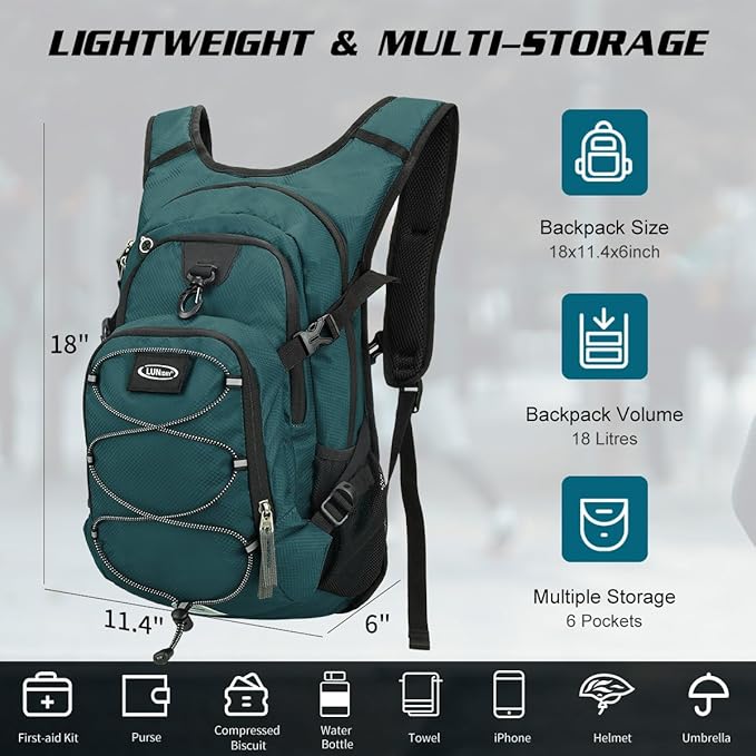 Hydration Backpack with 3L Water Bladder, Insulated Running Hydration Pack Hydropack, Lightweight Water Backpack for Hiking Cycling Camping Biking for Men Women