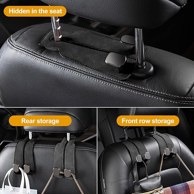 Car Purse Hook Purse Hook for Car Seats Headrest Car Seat Hooks,Heavy Duty Vehicle Organizer for Handbags, Groceries, Purses, Keep Car Tidy (Black, 2 Pack)