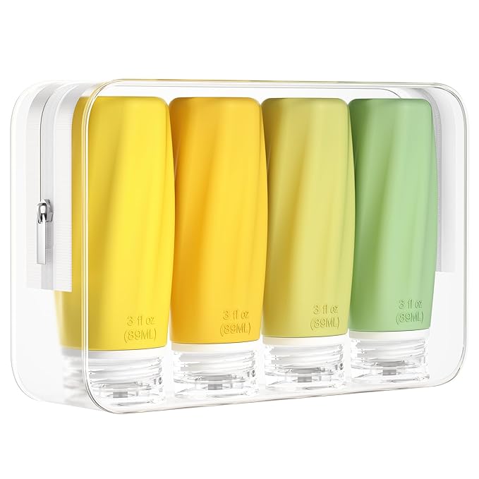 Morfone Travel Bottles for Toiletries, 3oz Tsa Approved Travel Size Containers Leak Proof Squeezable Travel Accessories Refillable for Shampoo Conditioner Lotion Liquids(Yellow)