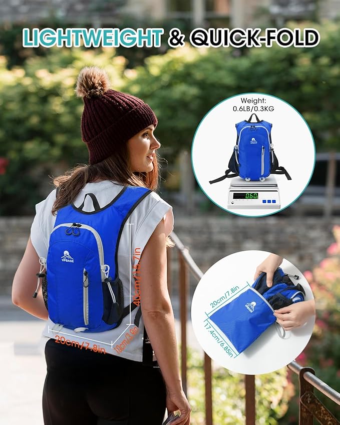 Small Hiking Backpack with Front Phone Holder, Packable Back pack with Chest and Waist Strap, Lightweight Daypack for Women Men