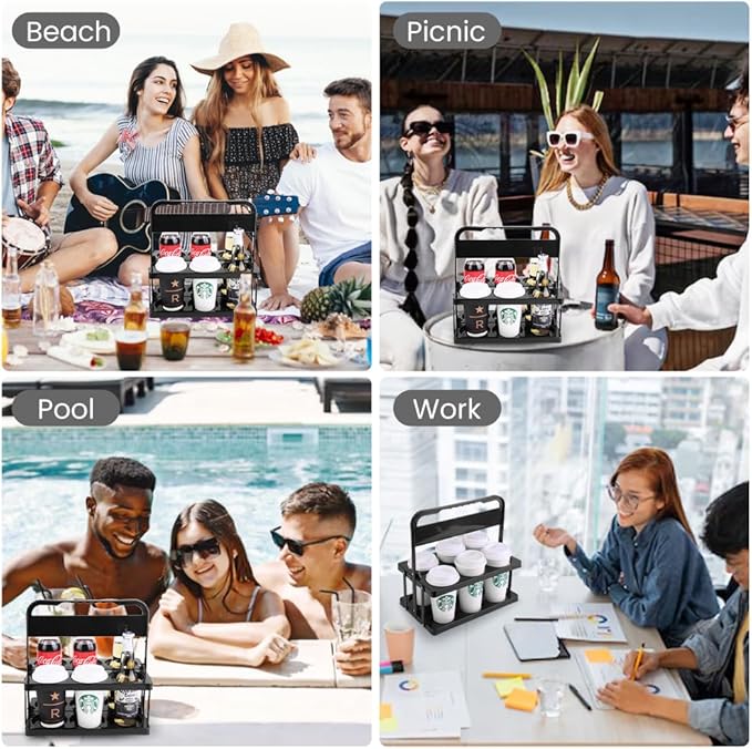 musbus Portable Drink Carrier Suitable for Food Delivery Drivers Accessories, Reusable Cup Holder Carrier with Handle,Perfect for Plastic Drink Holder take Out Cup Carriers for delivery