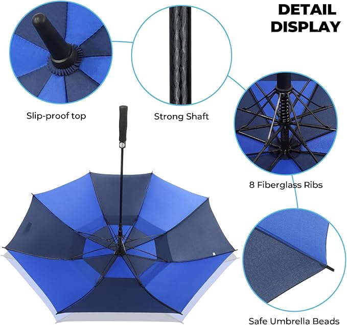 ZDSSM Automatic Open Golf Umbrella, 54/62/68/72 inch Extra Large Oversize Double Canopy Vented Stick Umbrellas, Windproof Waterproof Umbrella for Men And Women