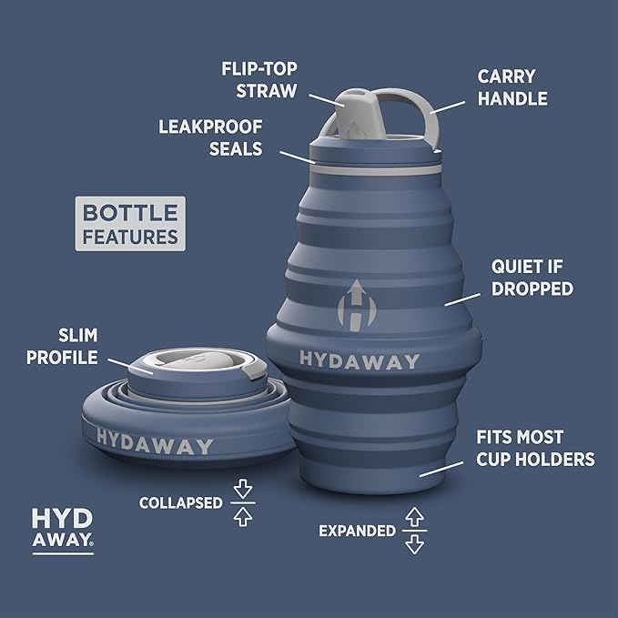 HYDAWAY 17oz Collapsible Water Bottle - BPA-Free, Leakproof, Lightweight, and Space-Saving - Perfect for Travel, Hiking, and Everyday Hydration
