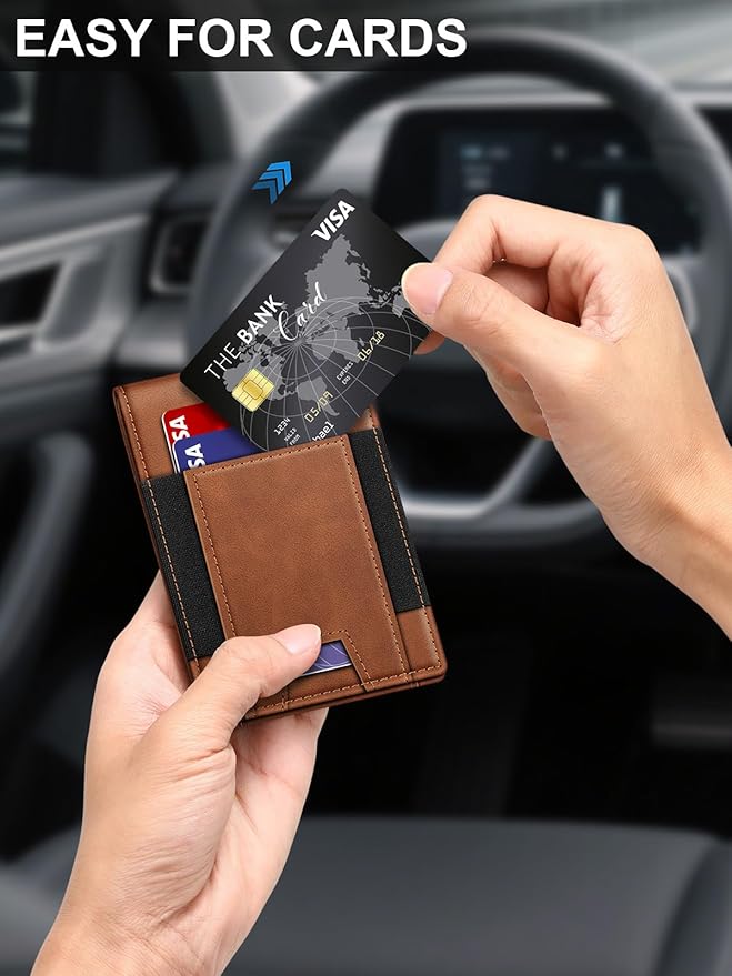 Wallet for Men Slim Leather Wallets for 13-17 Cards, RFID Blocking Thin Card Holder Wallet with ID Window & Large Capacity Cash Slot, Minimalist Bifold Small Wallet for Front Pocket, Gift for Men