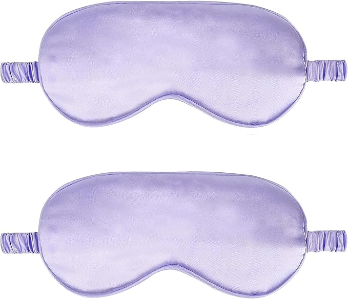 2Pack Silk Sleep Mask,IEKEODI Eye Mask for Sleeping,Elastic Blackout Eye Mask & Blindfold for Full Night's Sleep,Travel and Nap(Purple)