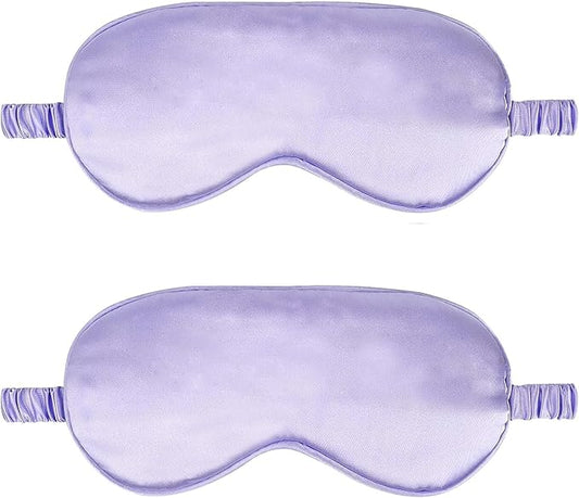 2Pack Silk Sleep Mask,IEKEODI Eye Mask for Sleeping,Elastic Blackout Eye Mask & Blindfold for Full Night's Sleep,Travel and Nap(Purple)