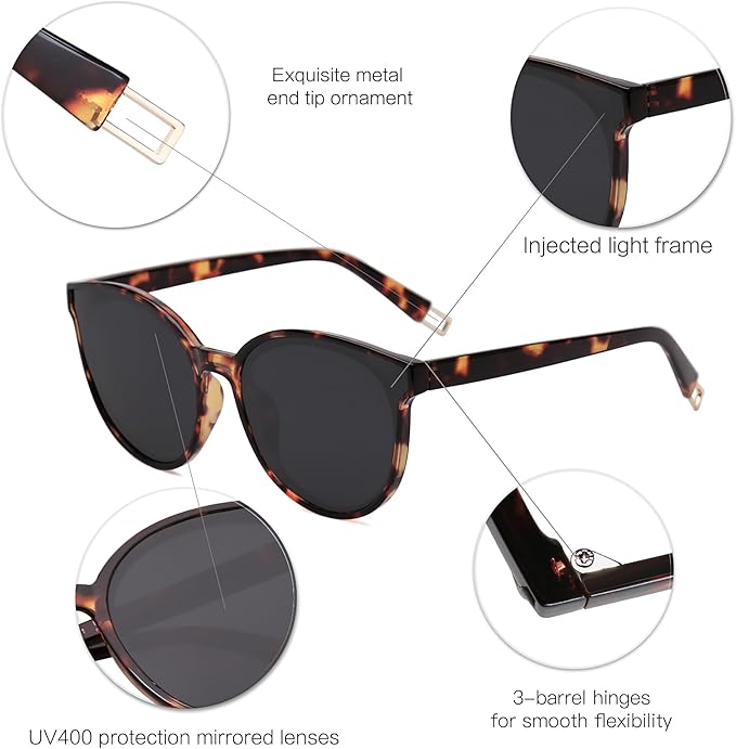 SOJOS Fashion Round Sunglasses for Women Men Oversized Vintage Shades SJ2057