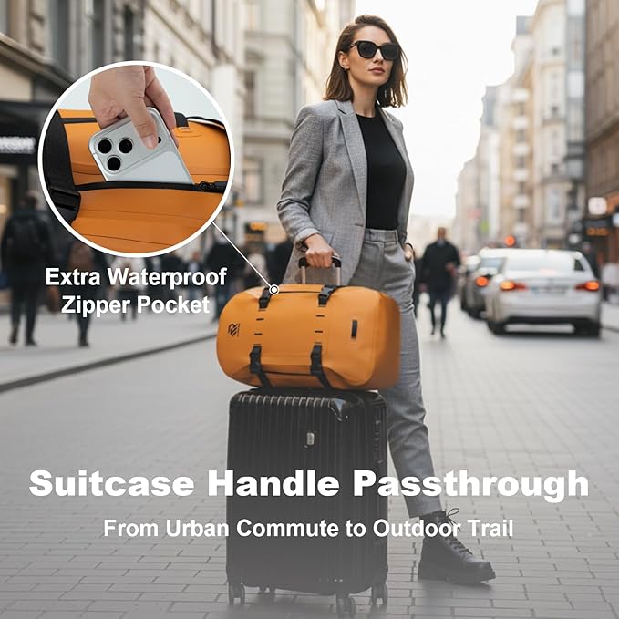 Airtight Waterproof Backpack 30L, Floating Dry Bag with Resin Zipper, IPX7 Gear Protection Large Capacity for Men, Kayaking, Paddle Boarding, Fishing, Travel, Surfing, Work, Outdoor Orange