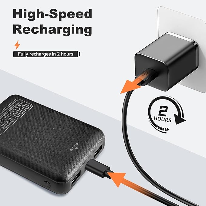 FERNIDA 12000mAh Power Bank Portable Charger USB 5V 3A Battery Pack for Heated Vest & Heated Pants & Smartphone & Heating Pad
