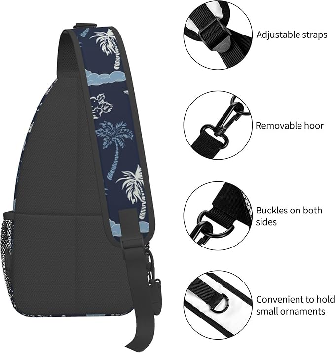 Hawaii Tropical Palm Sling Backpack Crossbody Bag Casual Chest Bags Travel Hiking Daypack Shoulder Bag for Women Men